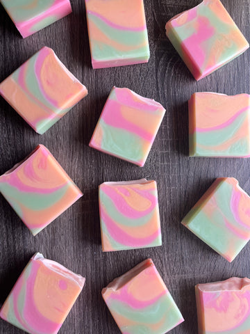 Rainbow Sherbet Ice Cream artisan soap - Looks & smells just like the real sherbet! 