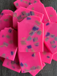 Love Spell Soap smells as bright as it’s neon pink color with terrazzo style design. 