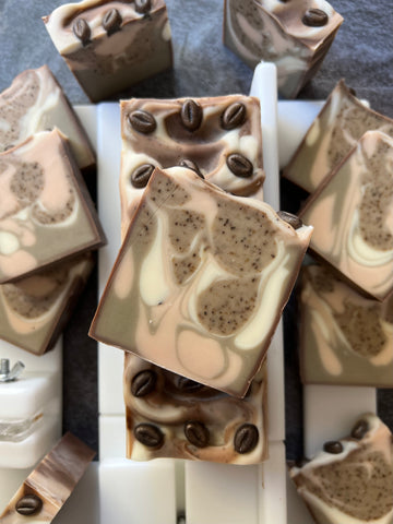 Coffee Shop soap made with espresso grounds & fresh brewed coffee