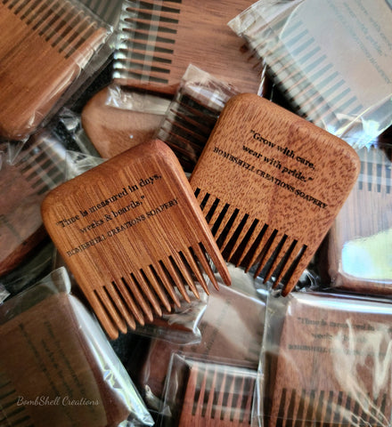 Beard comb with engraved quote on beards 